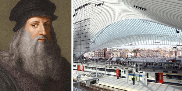 Exposition dédiée à Léonard de Vinci à la gare des Guillemins.