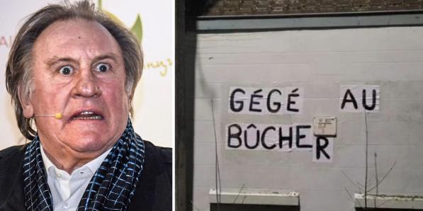 Les Colleuses ont placardé des messages anti-Depardieu à Tournai.