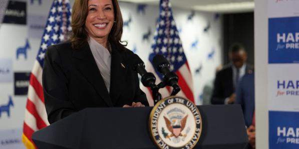 Kamala Harris dans ses quartiers de campagne, le 22 juillet 2024 à Wilmington.