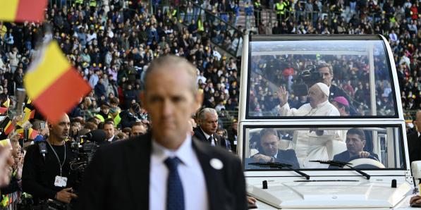 Le pape François au stade roi Baudouin le 29 septembre 2024, à Bruxelles