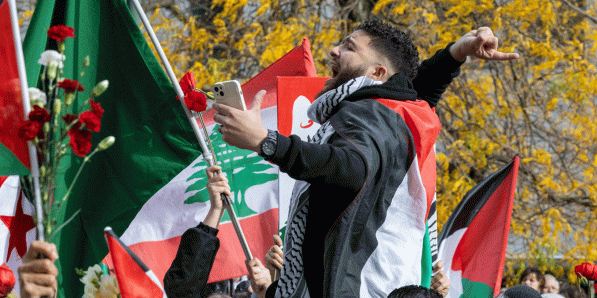 Op de demonstratie, zondag te Brussel.