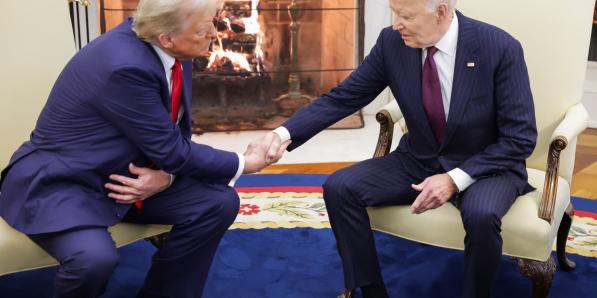 Donald Trump en Joe Biden op woensdag.