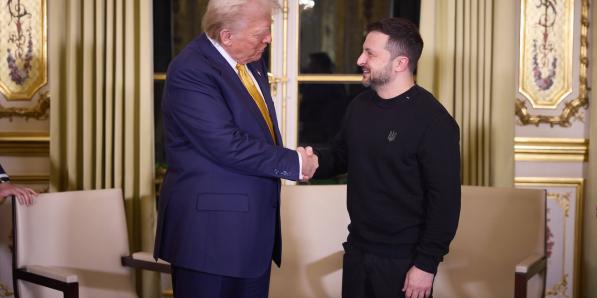 Donald Trump en Volodymyr Zelensky begin december.