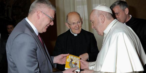 ontmoeting Jürgen Mettepenningen en paus Franciscus
