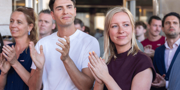 Conner Rousseau en Melissa Depraetere (Vooruit) op woensdag.
