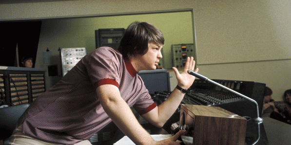 Brian Wilson tijdens de opnames van 'Pet Sounds' in 1966 in Los Angeles, VS.