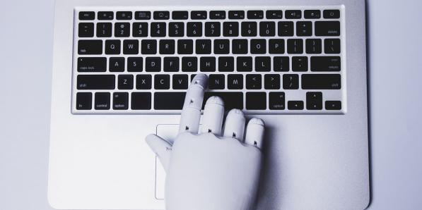 hand robot laptop