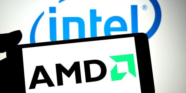 Intel et AMD logo.