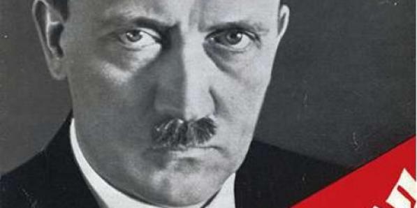 Deel van een foto van de cover van Mein Kampf