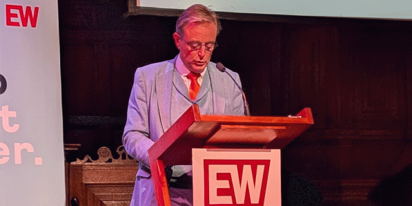 Premier Bart De Wever tijdens de HJ Schoo-lezing in Amsterdam (EW)