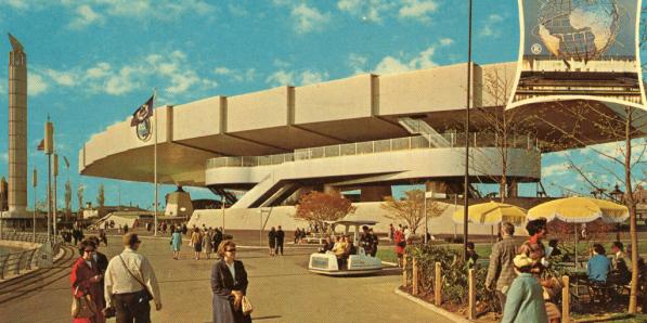 Vieille carte postale souvenir de l'Exposition universelle de 1964, Flushing Meadows Corona Park, Queens, New York City.
