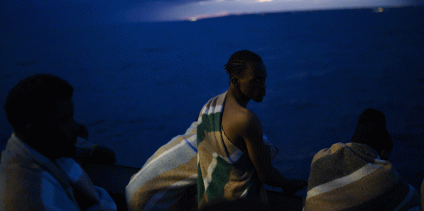 194 migranten worden gered nabij Lampedusa, begin augustus.