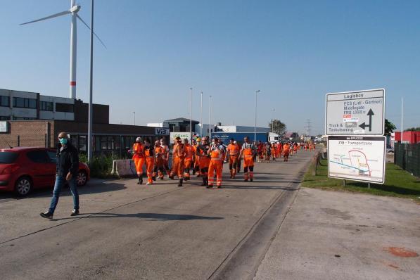 In september protesteerden havenarbeiders in Zeebrugge voor het behoud van de Wet-Major.© RJ