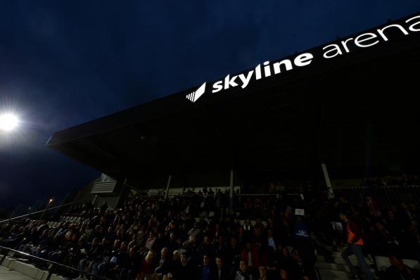 De Skyline Arena liep vol voor de bekermatch tegen KV Oostende, maar is te klein voor profvoetbal.©DAVID CATRY BELGA
