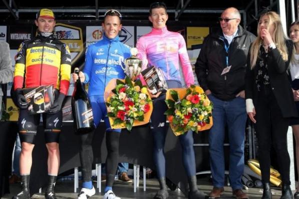 De voorlopig laatste editie van Leiedal Koerse werd in mei 2019 gewonnen door Philippe Gilbert, voor Yves Lampaert en Sep Vanmarcke.© Bart
