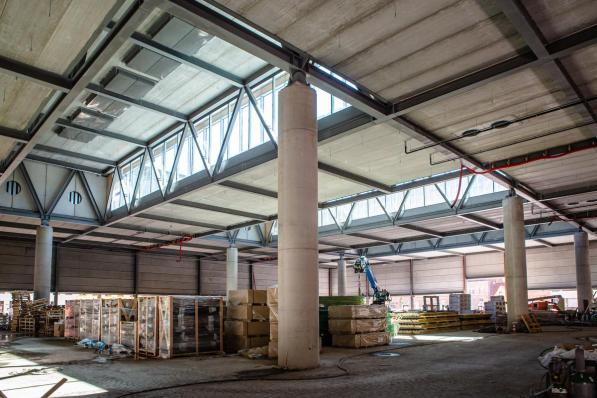 Een zicht op de ruwbouw van het nieuwe Brugse Beurs-, Meeting- en Congrescentrum (BMCC).© Davy Coghe