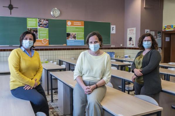 Het directieteam bestaande uit Carla Obin, Eva Stael en Merel Lefevere: “Er werden sowieso al heel wat uitzonderingen gemaakt.” (foto SB)©STEFAAN BEEL Stefaan Beel