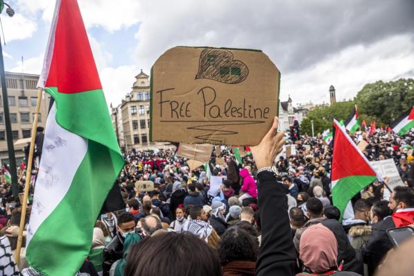 In Brussel kwamen zaterdagmiddag ruim 3.000 pro-Palestijnse betogers samen. Ook in Gent en Antwerpen werden solidariteitsacties georganiseerd.© BELGA