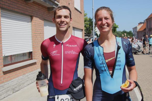 Julie Sap en Louis Naeyaert werden zondag in de Kallemoeie Triatlon beiden vierde en eerste provinciegenoot.© ACR