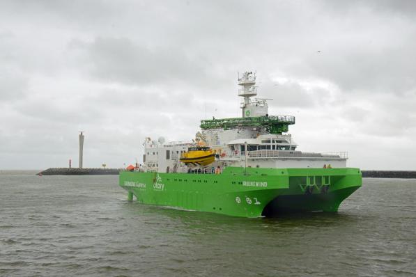 ‘Groenewind’ zal ingezet worden om de Belgische offshore windparken Rentel en SeaMade te onderhouden.©Els Verhaeghe
