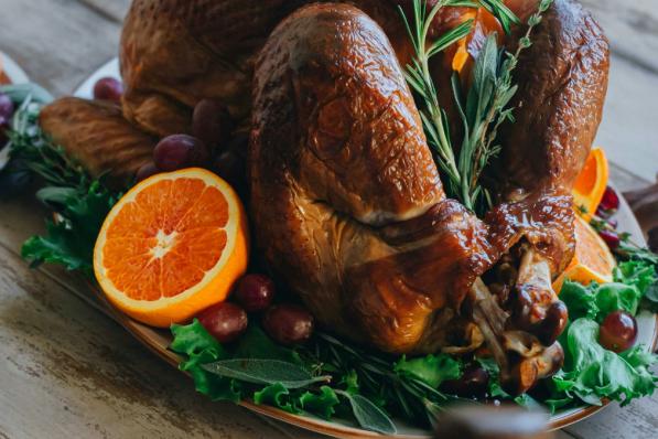Foto van een gevulde kalkoen