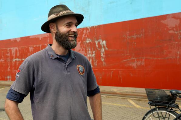 Torbjørn Pedersen alias Thor, dans le port d'Aarhus