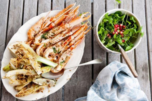 A la plancha: langoustines met dragonboter en gegrilde venkel