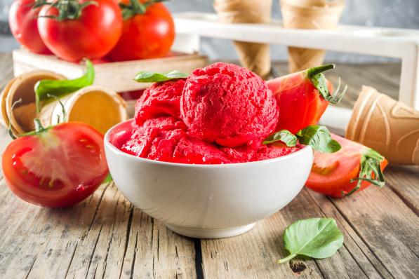 tomaten- en kriekensorbet