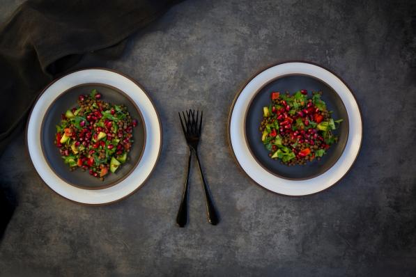 Linzensalade met granaatappel