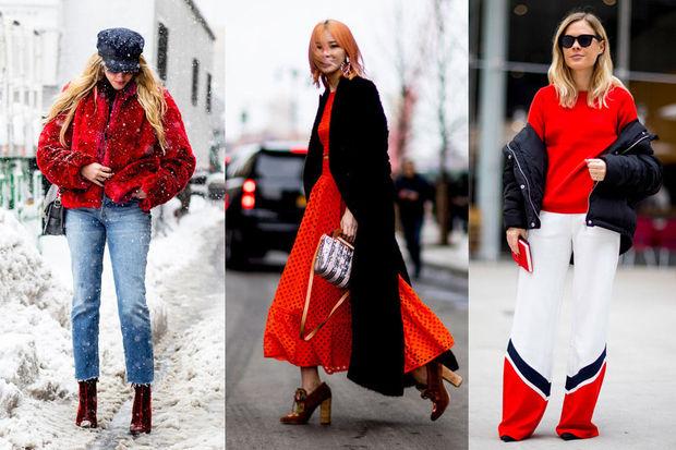 Wearing Rouge Streetstyle: Comment porter le rouge, comme à New York (en images)
