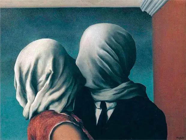 Foto van schilderij Les Amants van René Magritte (1928)