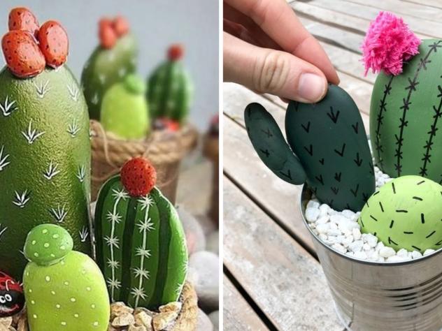 Cactus DIY en galets