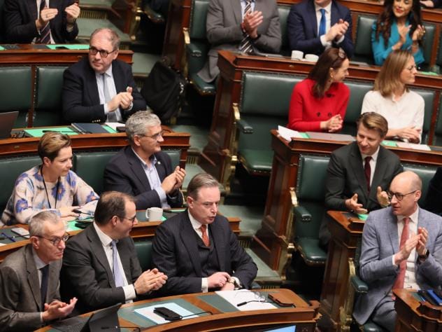 Bart De Wever in het parlement tijdens zijn regeringsverklaring