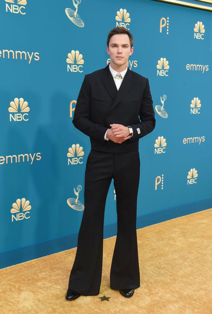 74th Primetime Emmy Awards Nicholas Hoult black suit dior men flared pants red carpet