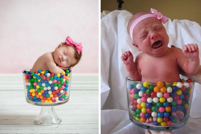 Dans un vase rempli de bonbons