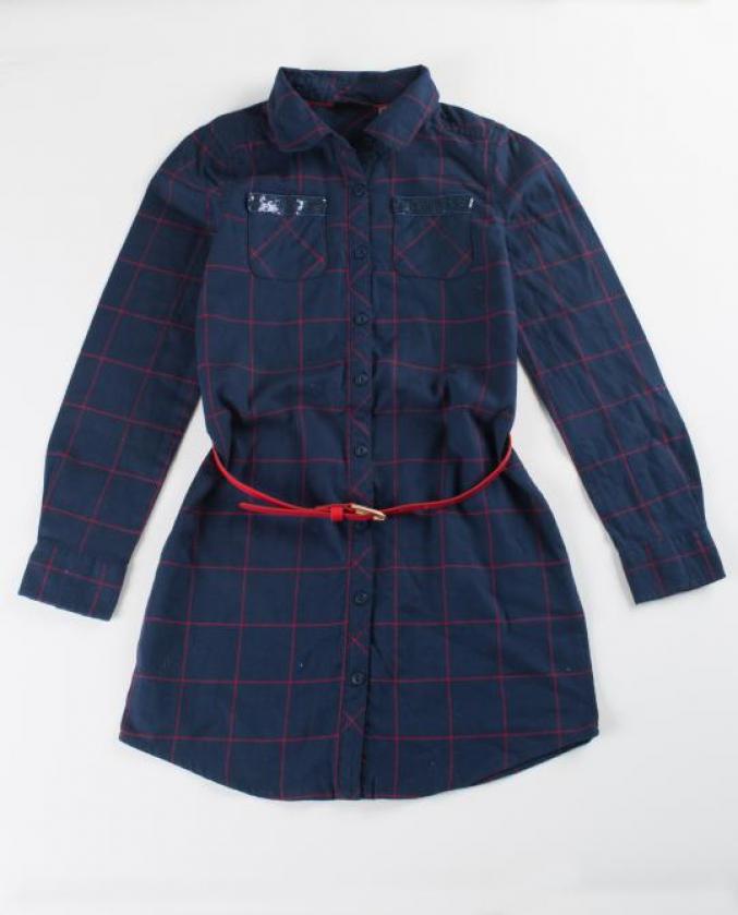 Chemise-robe à carreaux avec ceinture - 34,90€