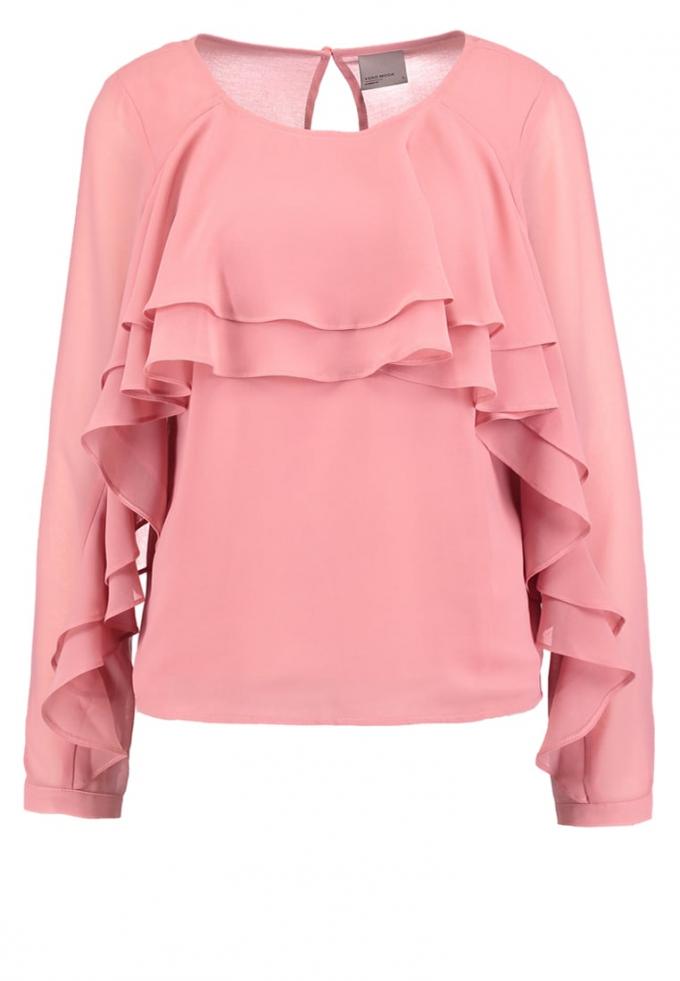 Roze blouse met ruches