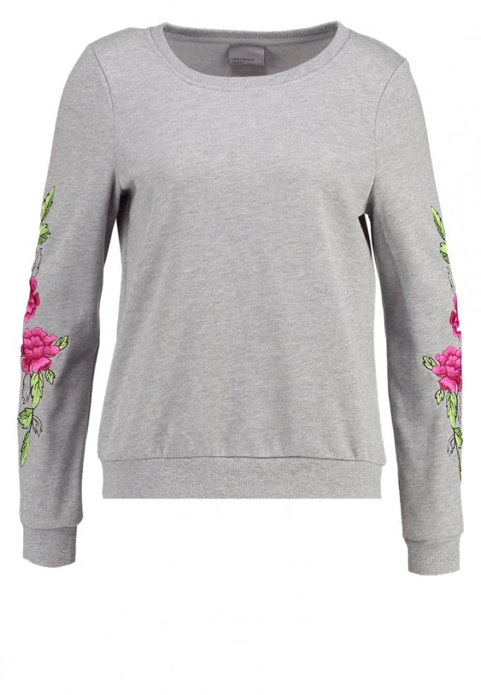 Grijze sweater met bloemmouwen