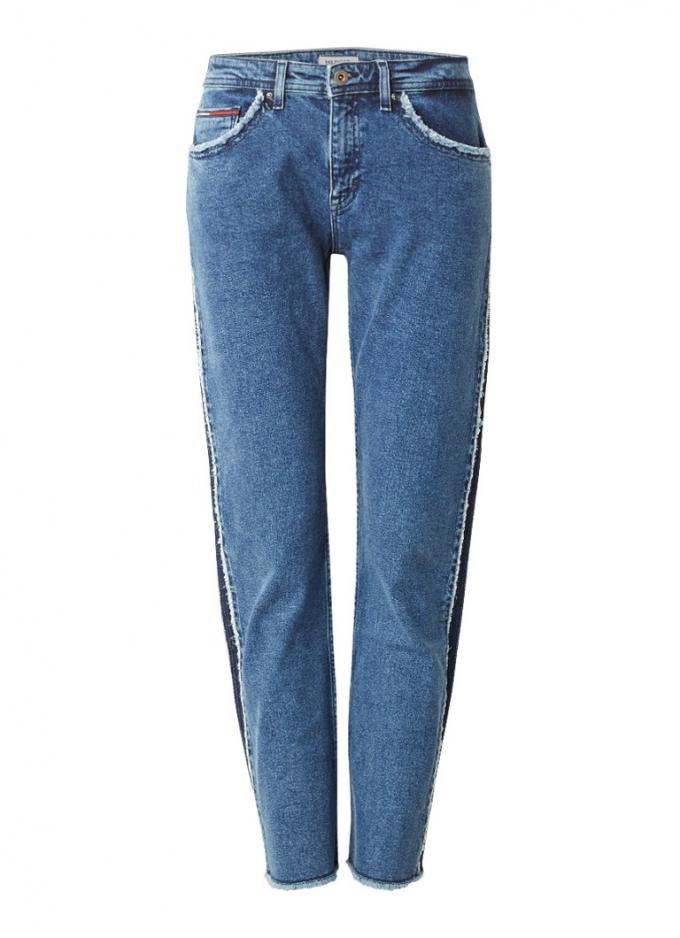 Cropped jeans met streep langs zijkant