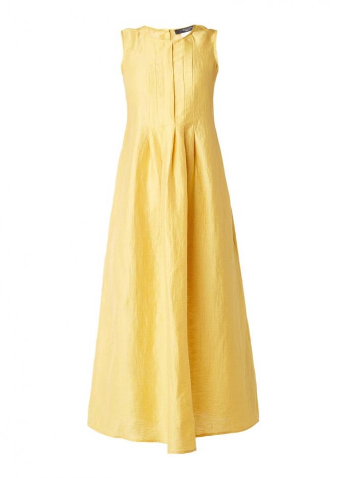 Gele maxi jurk in linnenblend