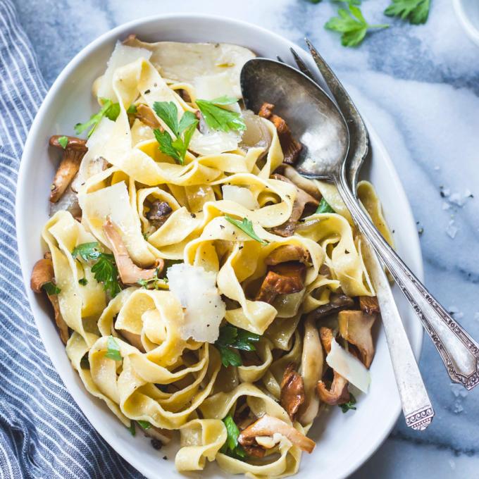 Woensdag: tagliatelle met paddenstoelen en kruiden