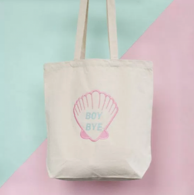 Tas van organisch katoen met opschrift 'Boy Bye'
