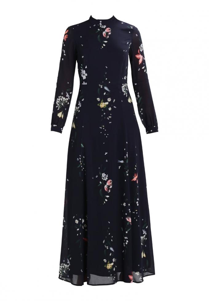 Navy maxi-jurk met bloemen