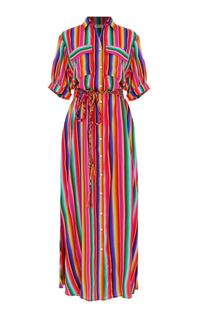 Maxi-jurk met regenboogstrepen