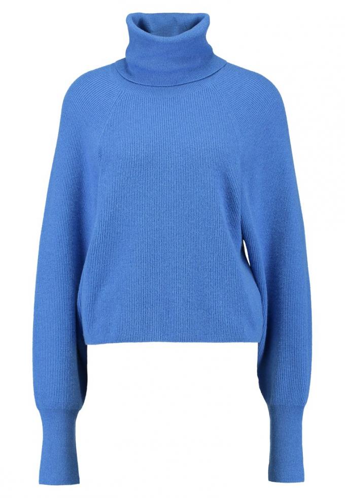 Blauwe sweater met rolkraag