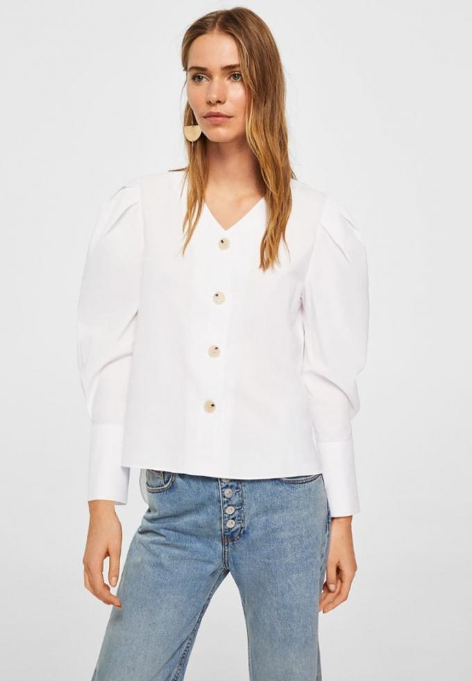Witte blouse met pofmouwen