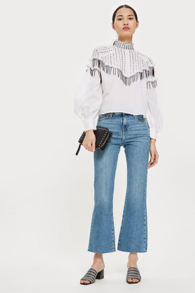 Blauwe cropped jeans