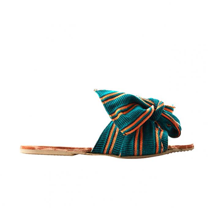 'Burkina' slippers met streepjes