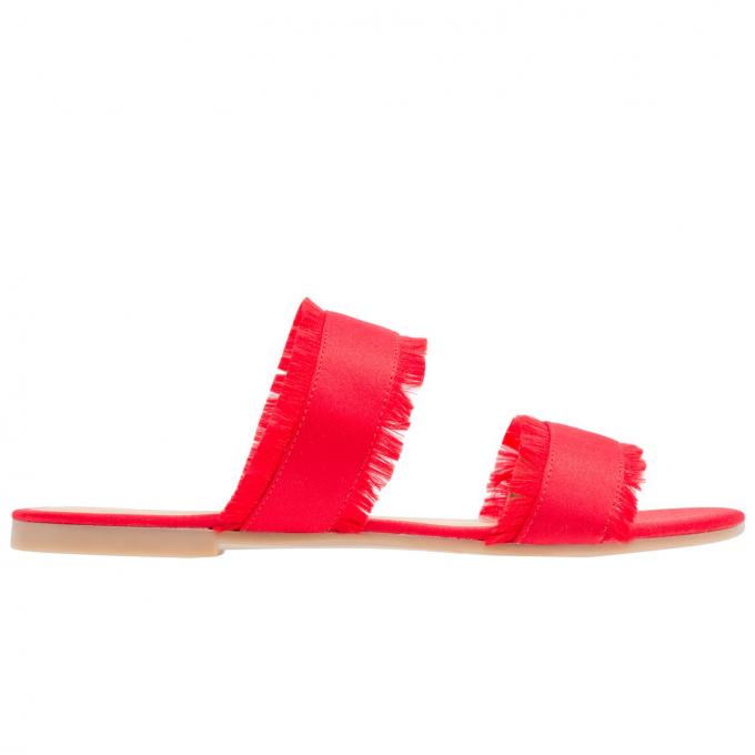 Rode slippers met fringes