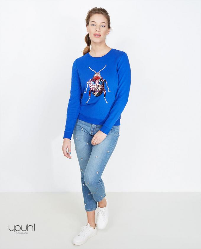 Koningsblauwe sweater met pailletten